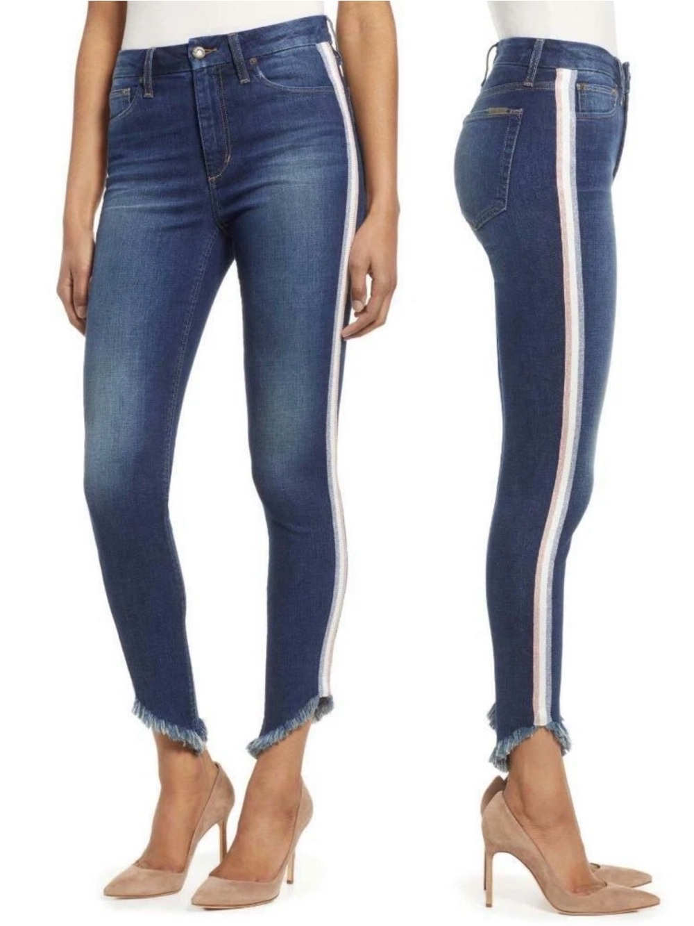 NWT Joe's Jeans Hi (Rise) Honey Curvy Skinny Ankle
Jeans Size 25 Raw Hem Stripe